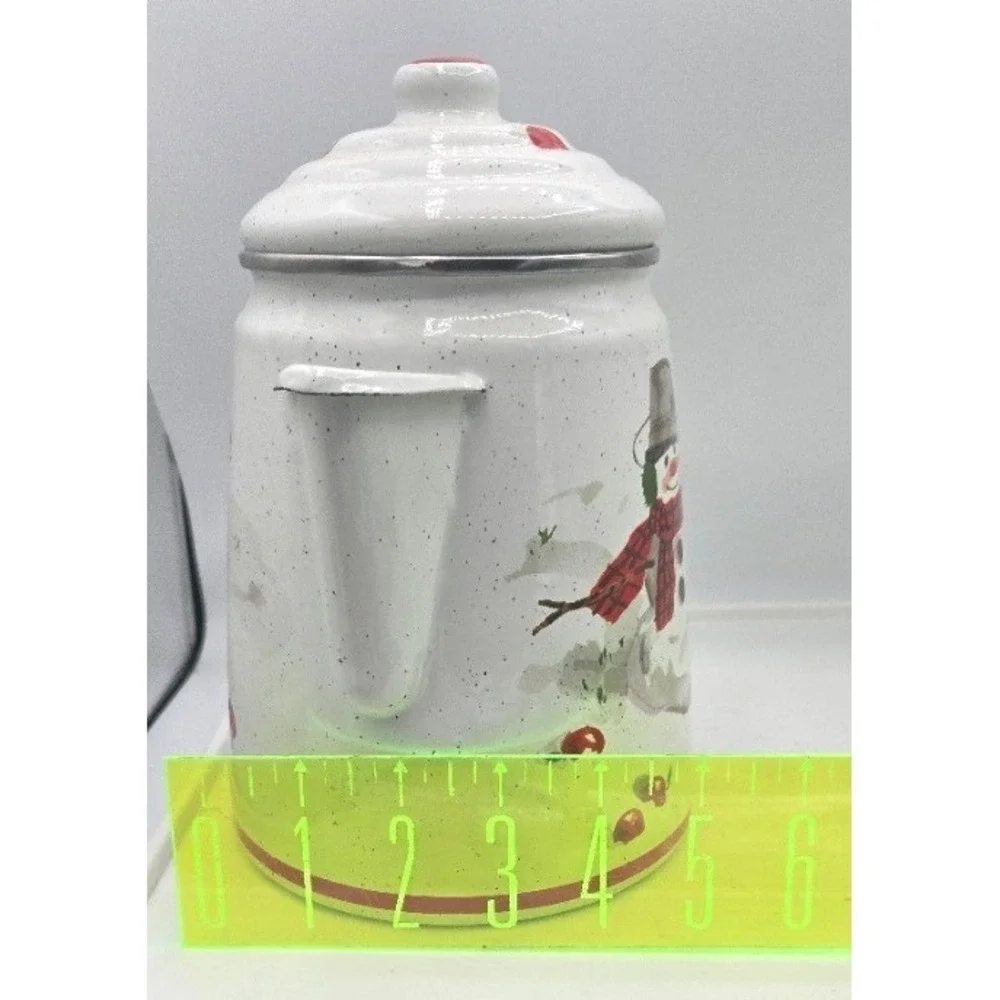 Vintage Enamelware Snowman‎ Coffee Pot Teapot